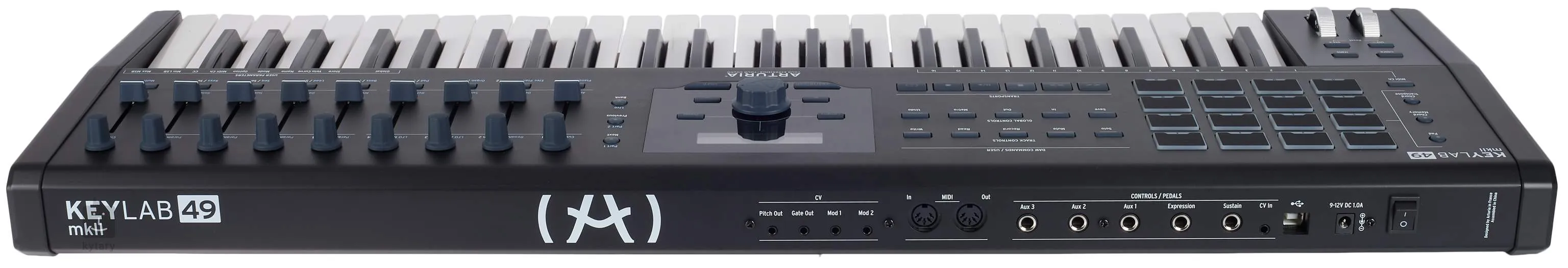 Arturia KeyLab 49 MkII 49 Keys USB Keyboard MIDI Controller with Aftertouch, 16 Performance Pads, 9 Faders, 9 Rotary Encoders, 4 CV Outputs, and 5 Expression Control Inputs (Black)